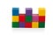 Wooden blocks, pyramid of colorful cubes, childrens toy isolated