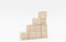 Wooden blocks stacked as a pyramid staircase. Success, growth, win, victory, development or top ranking concept 3d