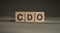 A wooden blocks with the word CDO - Collateralized debt obligation, written on it on a gray background