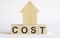 Wooden blocks with the word COST , house. The concept of the high cost of rent for an apartment or home