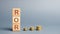 Wooden blocks with the word ROR and coins. High level of business profitability. Return on investment, invested capital, rate.