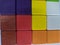 Wooden blog square grid.Sticks to painted colorful to array different levels to create dimensions for decorated on the wall in tha