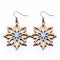 Wooden And Blue Earrings With Sun Design