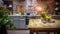 wooden blurred kitchen interior design