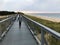 Wooden boardwalk along Baltic seaside in Darlowko Poland