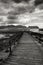 Wooden boardwalk along the beach in Isla Plana village