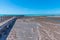 Wooden boardwalk at Hamelin pool used for view at stromatolites, Australia