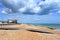 Wooden boardwalk Kingsdown beach Kent UK