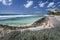 Wooden boardwalk, south coast of Barbados, West Indies