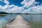 Wooden boardwalk at swim lake hopfen