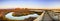 Wooden boardwalk through the tidal marshes of Alviso, Don Edwards San Francisco Bay National Wildlife Refuge, San Jose, California