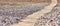 Wooden boardwalk on a tropical beach pebble.