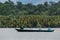 Wooden boat cruising Berau river, Borneo