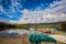 Wooden boat dock with boats