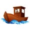 Wooden boat sailing in the ocean