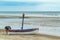 Wooden boat on the sand The seaside at Suan Pradipat.