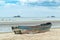 Wooden boat on the sand The seaside at Suan Pradipat.