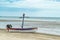 Wooden boat on the sand The seaside at Suan Pradipat.