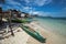 Wooden boat at the seashore.