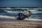 Wooden boat at the shore. Calm. Rowing boat at the Seaside.