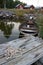 Wooden boat standing in pier