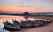 Wooden boat in Ubein Bridge at sunrise, Mandalay, Myanmar