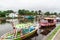 Wooden boats in a harbor