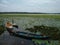 Wooden boats in the lake, Vellayani freshwater lake, Thiruvananthapuram, Kerala