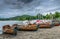 Wooden boats on the shores of Lake Windermere