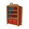 Wooden bookcase cartoon icon