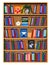 Wooden bookshelf with lot of color books
