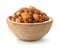 Wooden bowl of assorted raisins