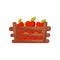 Wooden box full of ripe red apples. Fresh and tasty fruits. Garden harvest. Organic farm product. Flat vector icon