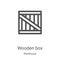 wooden box icon vector from warehouse collection. Thin line wooden box outline icon vector illustration. Linear symbol for use on