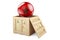Wooden box, parcel with Moroccan flag. Shipping and delivery in Morocco, concept. 3D rendering