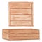 Wooden boxes. Watercolor hand drawn brown wood crates set