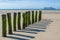 Wooden Breakwaters on BlÃ©riot Plage beach, Pas-de-Calais, France