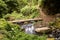 Wooden bridge across a river, Sao Miguel, Azores