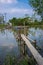 Wooden bridge fish farm