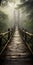 Wooden Bridge In The Foggy Forest: A Realistic And Surrealistic Adventure