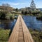 Wooden bridge over Contas river - Border of the states SC RS