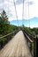 Wooden bridge over Montmorency Falls in Quebec Canada