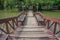 Wooden bridge over pond