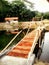 Wooden bridge over a puddle of water from a quarry