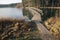 Wooden bridge pathway over water surface in Mellonlahti, Imatra Finland