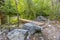 Wooden bridge on rocky hiking trail in Provo Utah