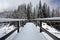 Wooden bridge in snow