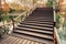 Wooden bridge stairs, West Lake park in Hangzhou