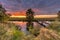 Wooden bridge sunset landscape