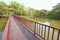 Wooden bridge in tropical forest